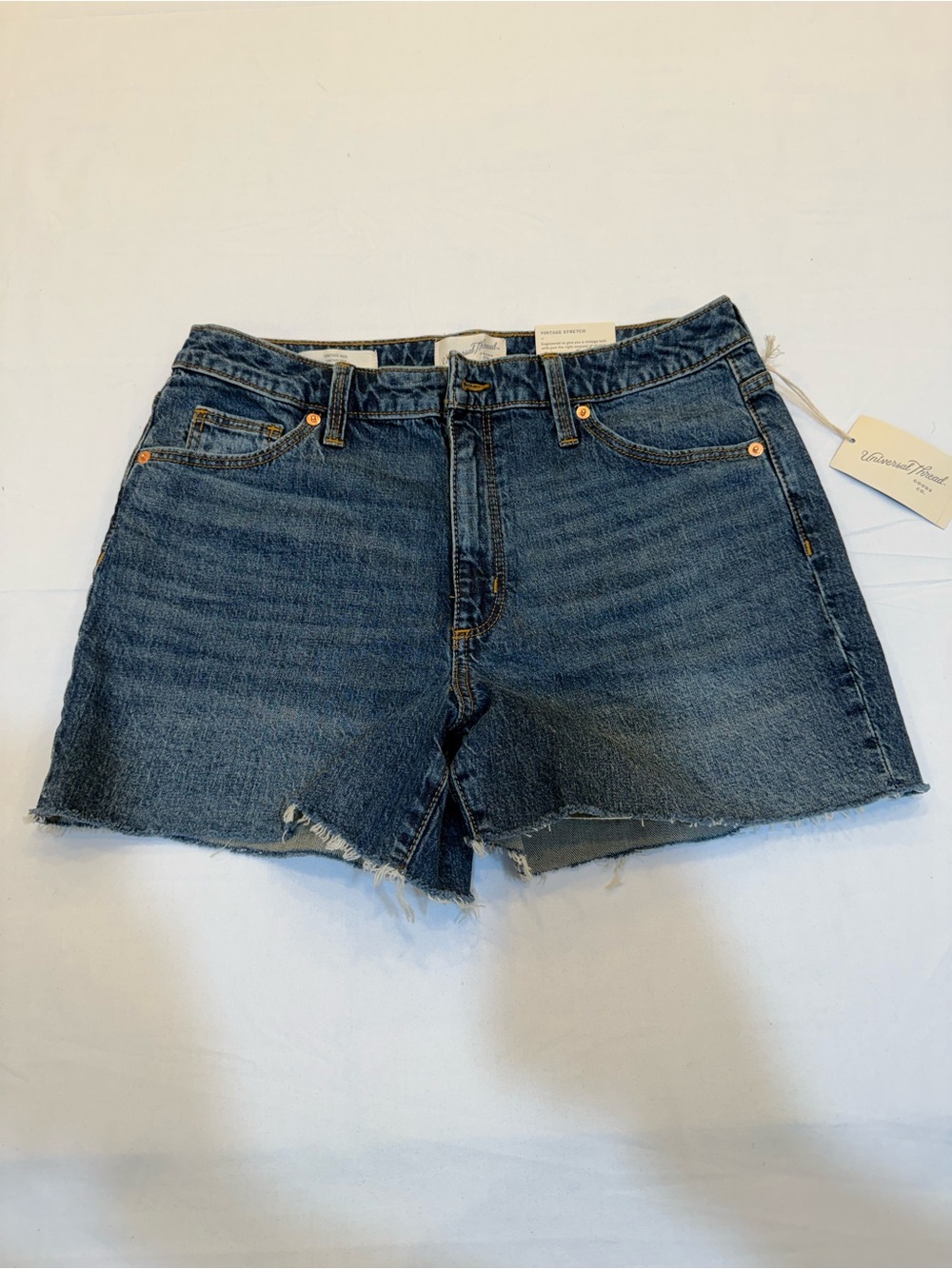 Universal Thread Mid-Rise Frayed Hem Denim Shorts - Blue
